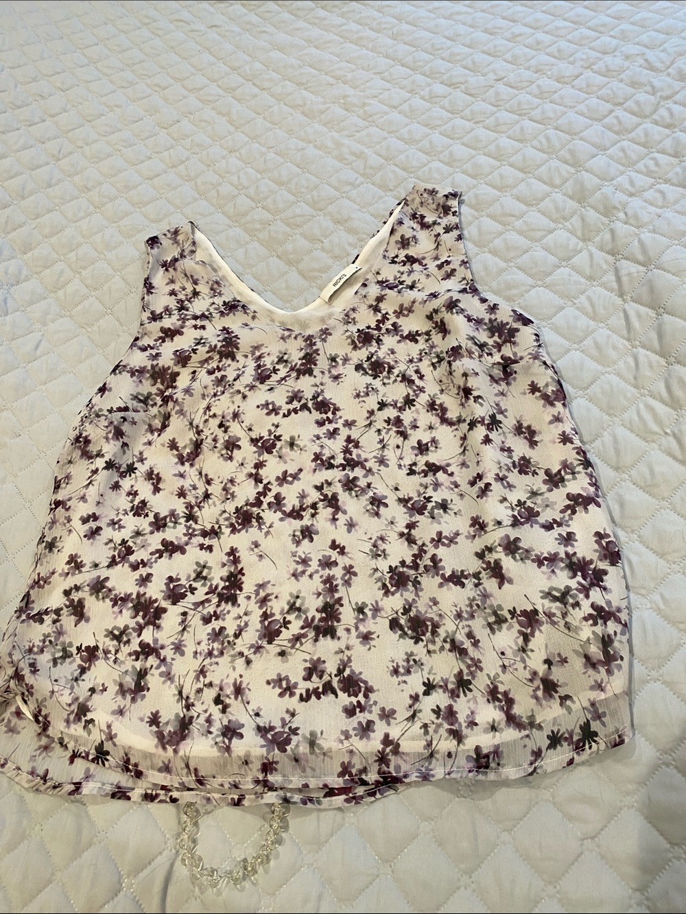 Ricki's White Camisole with Purple Floral Print